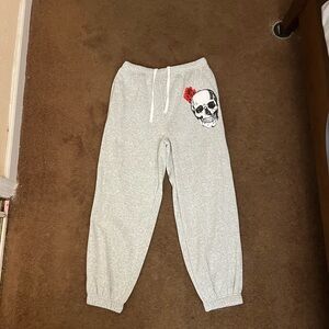 Gray Kids Joggers with Skull Design